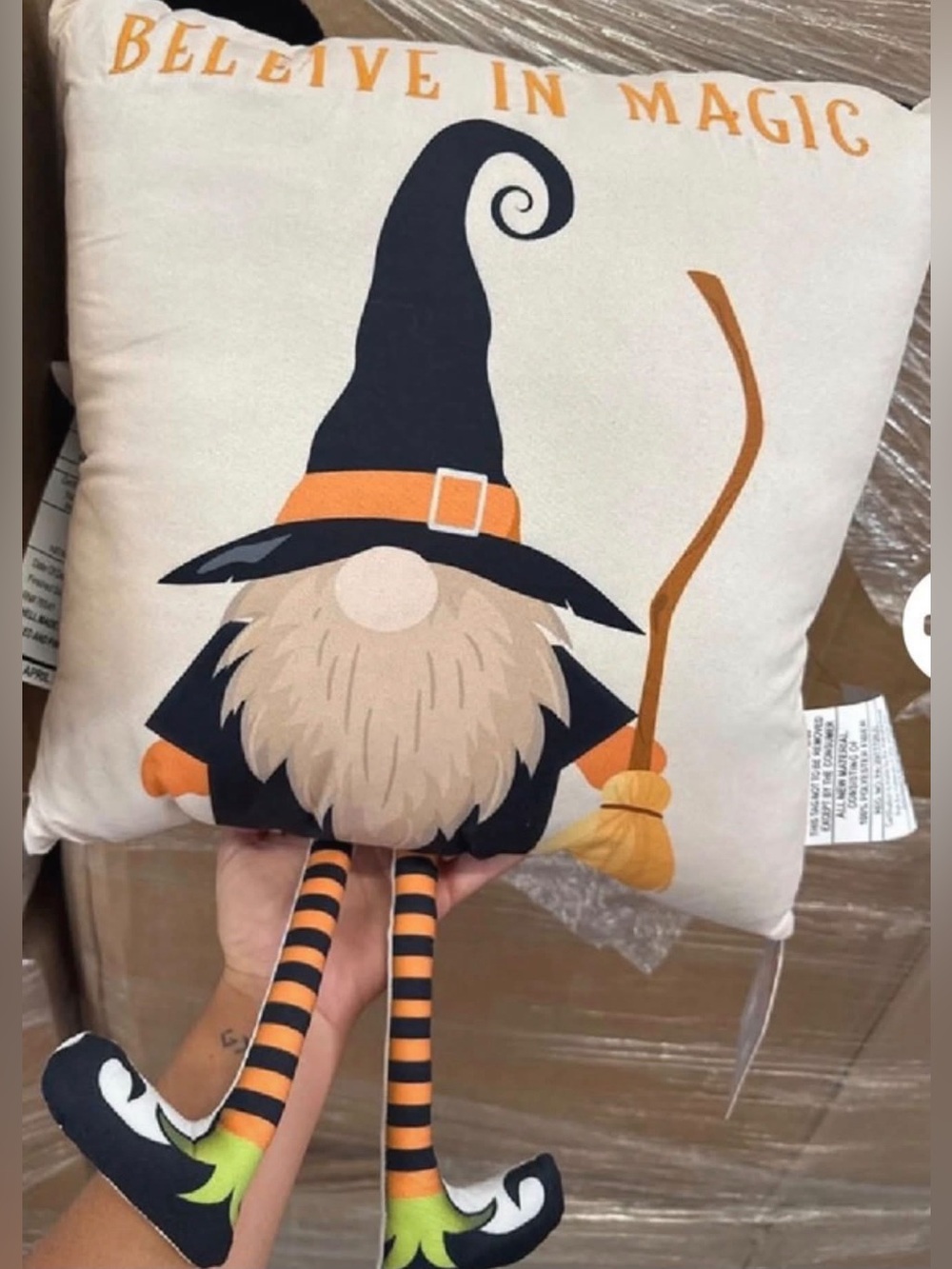 16x16 Beleive in Magic NWT Spellbound Halloween Hanging Legs Pillow